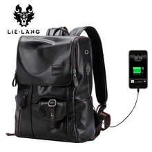 Load image into Gallery viewer, Men's Leather USB Charging Backpack - Anti Theft