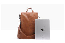 Load image into Gallery viewer, Women's Leather Anti Theft Backpack