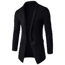 Load image into Gallery viewer, Classic Men Sweater Open Stitch Fashion Cardigan Autumn Winter Long Sleeve Lapel Neck Sweaters Cardigan Grey Outwear Men Clothes