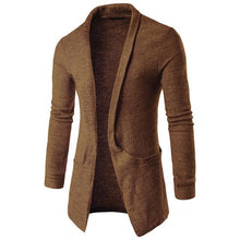 Load image into Gallery viewer, Classic Men Sweater Open Stitch Fashion Cardigan Autumn Winter Long Sleeve Lapel Neck Sweaters Cardigan Grey Outwear Men Clothes
