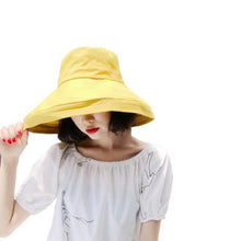 Load image into Gallery viewer, Sun hat summer female solid color big hat Japanese basin hat tide cloth hat sun hat sunscreen folding
