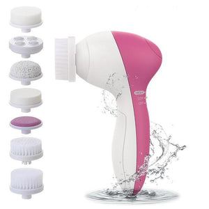 Portable Waterproof 7-in-1 Electric Facial Massager Cleaner (Rose Red)