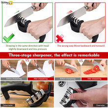 Load image into Gallery viewer, Knife Sharpener 3 Stages Professional Kitchen Sharpening Stone Diamond Ceramic Sharpener Tool

