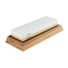Load image into Gallery viewer, Professional Kitchen Knife Sharpener Stone Double Side White Corundum Whetstone Grindstone Japanese Sharpening Tool Bamboo Base
