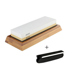 Load image into Gallery viewer, Professional Kitchen Knife Sharpener Stone Double Side White Corundum Whetstone Grindstone Japanese Sharpening Tool Bamboo Base
