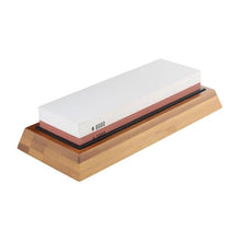 Load image into Gallery viewer, Professional Kitchen Knife Sharpener Stone Double Side White Corundum Whetstone Grindstone Japanese Sharpening Tool Bamboo Base
