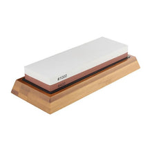 Load image into Gallery viewer, Professional Kitchen Knife Sharpener Stone Double Side White Corundum Whetstone Grindstone Japanese Sharpening Tool Bamboo Base
