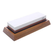 Load image into Gallery viewer, Professional Kitchen Knife Sharpener Stone Double Side White Corundum Whetstone Grindstone Japanese Sharpening Tool Bamboo Base
