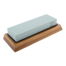 Load image into Gallery viewer, Professional Kitchen Knife Sharpener Stone Double Side White Corundum Whetstone Grindstone Japanese Sharpening Tool Bamboo Base
