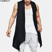 Load image into Gallery viewer, New Summer Men's Vest Long Style Vest Jacket Punk Gothic Sleeveless Shawl Waistcoat Cardigan Coat  Irregular Hem Hip Hop Clothes
