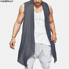 Load image into Gallery viewer, New Summer Men's Vest Long Style Vest Jacket Punk Gothic Sleeveless Shawl Waistcoat Cardigan Coat  Irregular Hem Hip Hop Clothes
