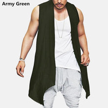 Load image into Gallery viewer, New Summer Men's Vest Long Style Vest Jacket Punk Gothic Sleeveless Shawl Waistcoat Cardigan Coat  Irregular Hem Hip Hop Clothes
