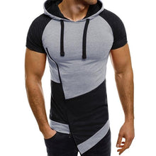 Load image into Gallery viewer, Men Clothes 2018 Bodybuilding Hoodies Men Sweatshirts Casual Gyms Patchwork Hoody Short Sleeve Sweatshirt Men's Slim Fit Hooded
