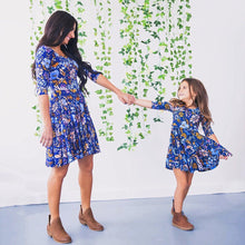 Load image into Gallery viewer, Mom＆Me Lady Half Sleeve Floral Print Dress Family Outfits Clothes
